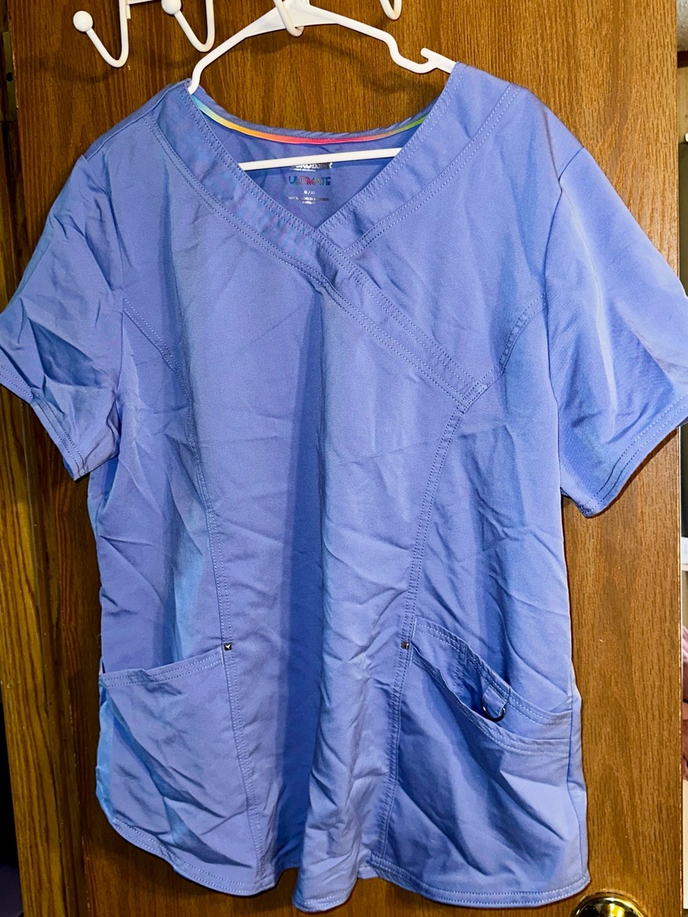 SOLD - Blue Scrubstar Top XL